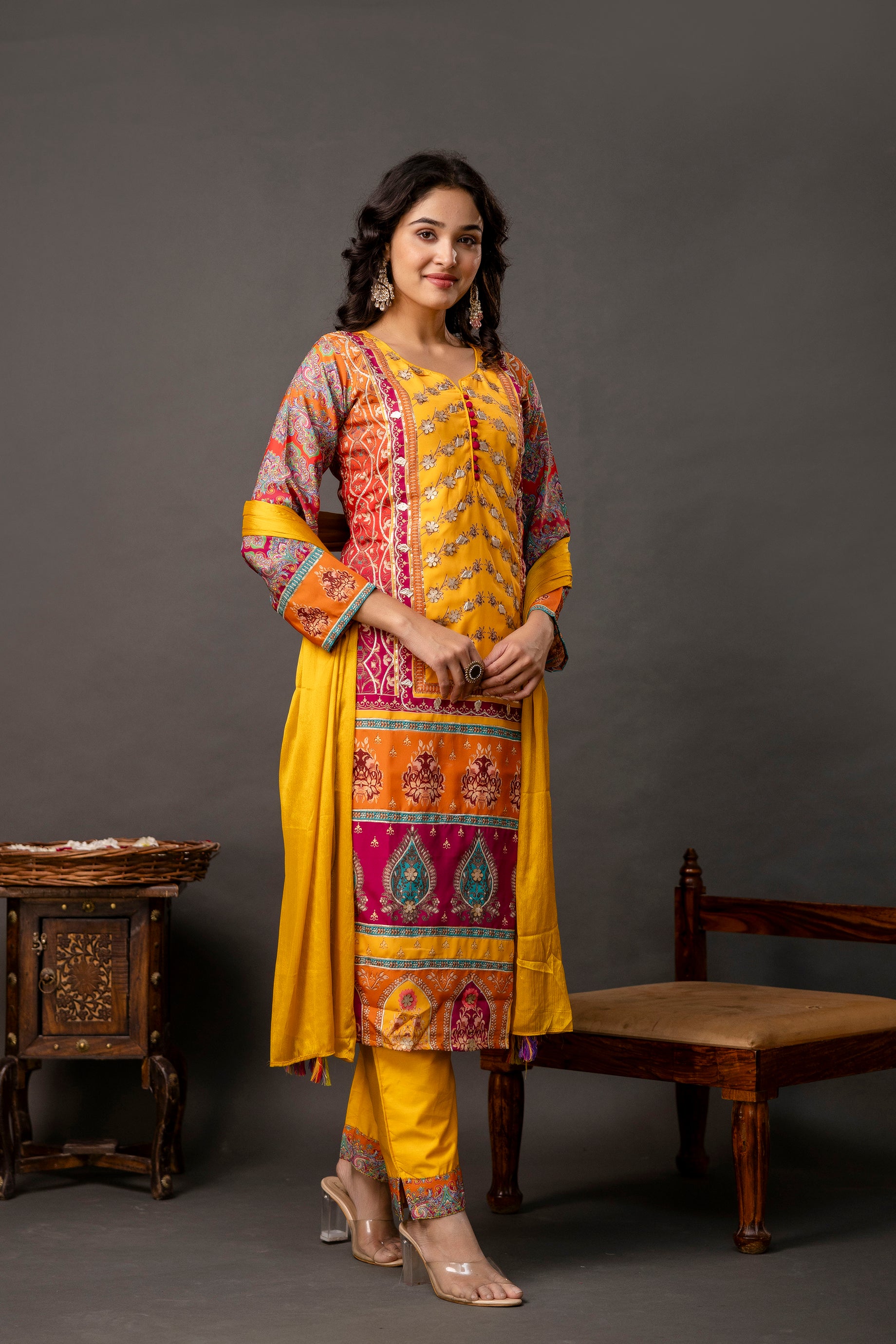 Printed Gotta Patti Kurti Set
