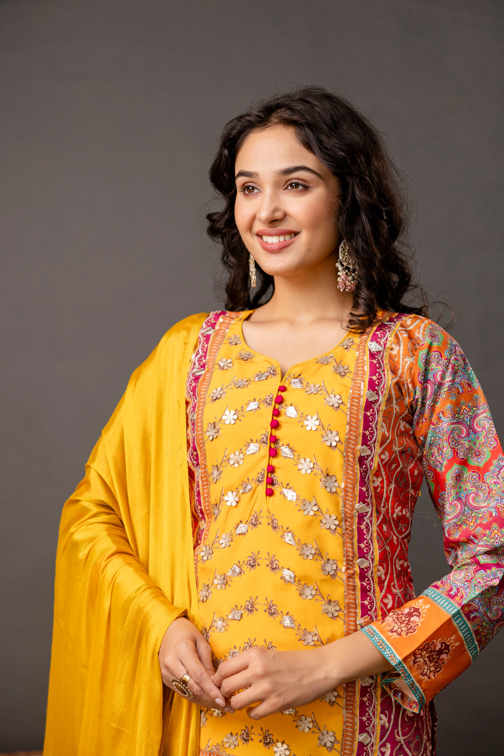 Printed Gotta Patti Kurti Set