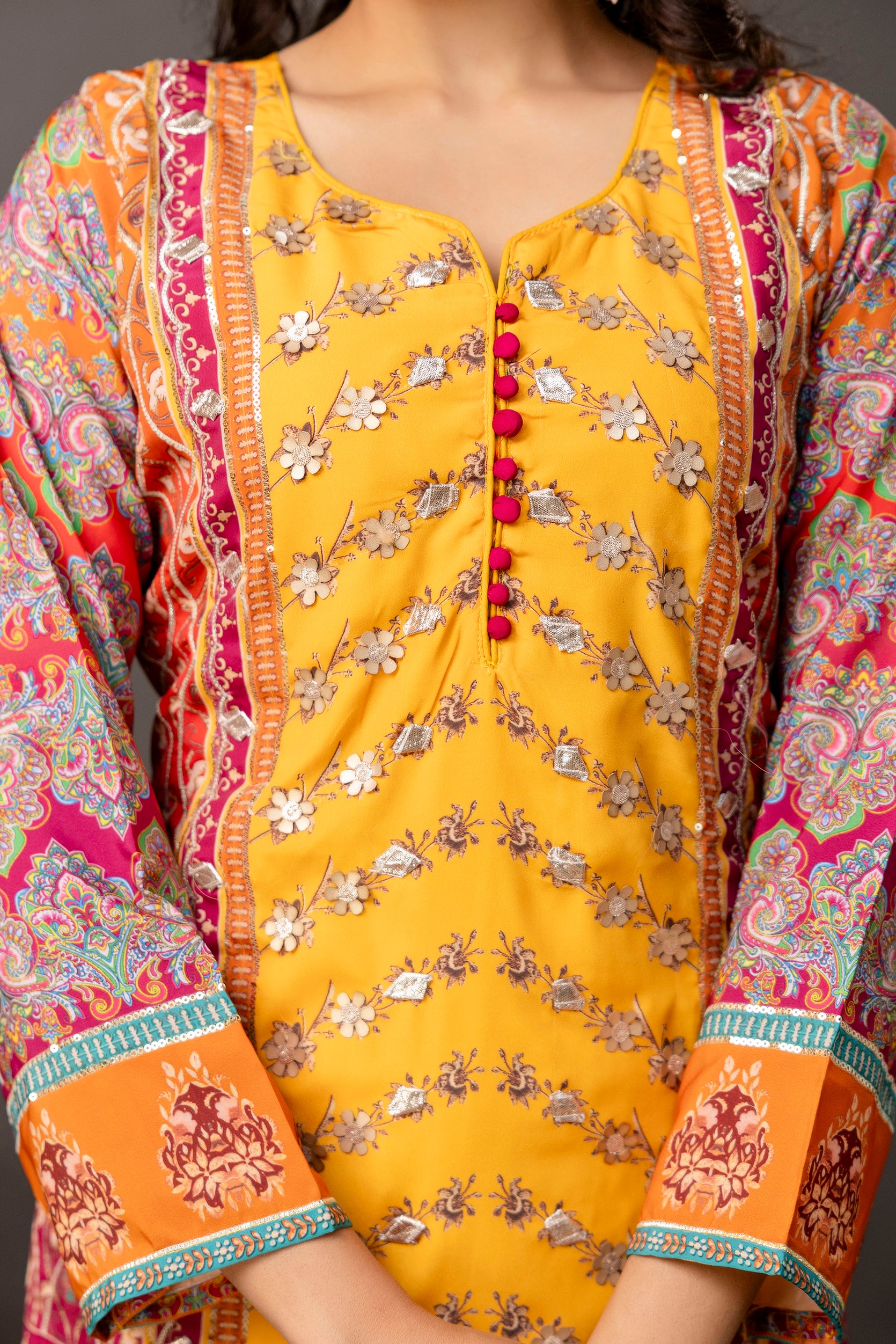 Printed Gotta Patti Kurti Set