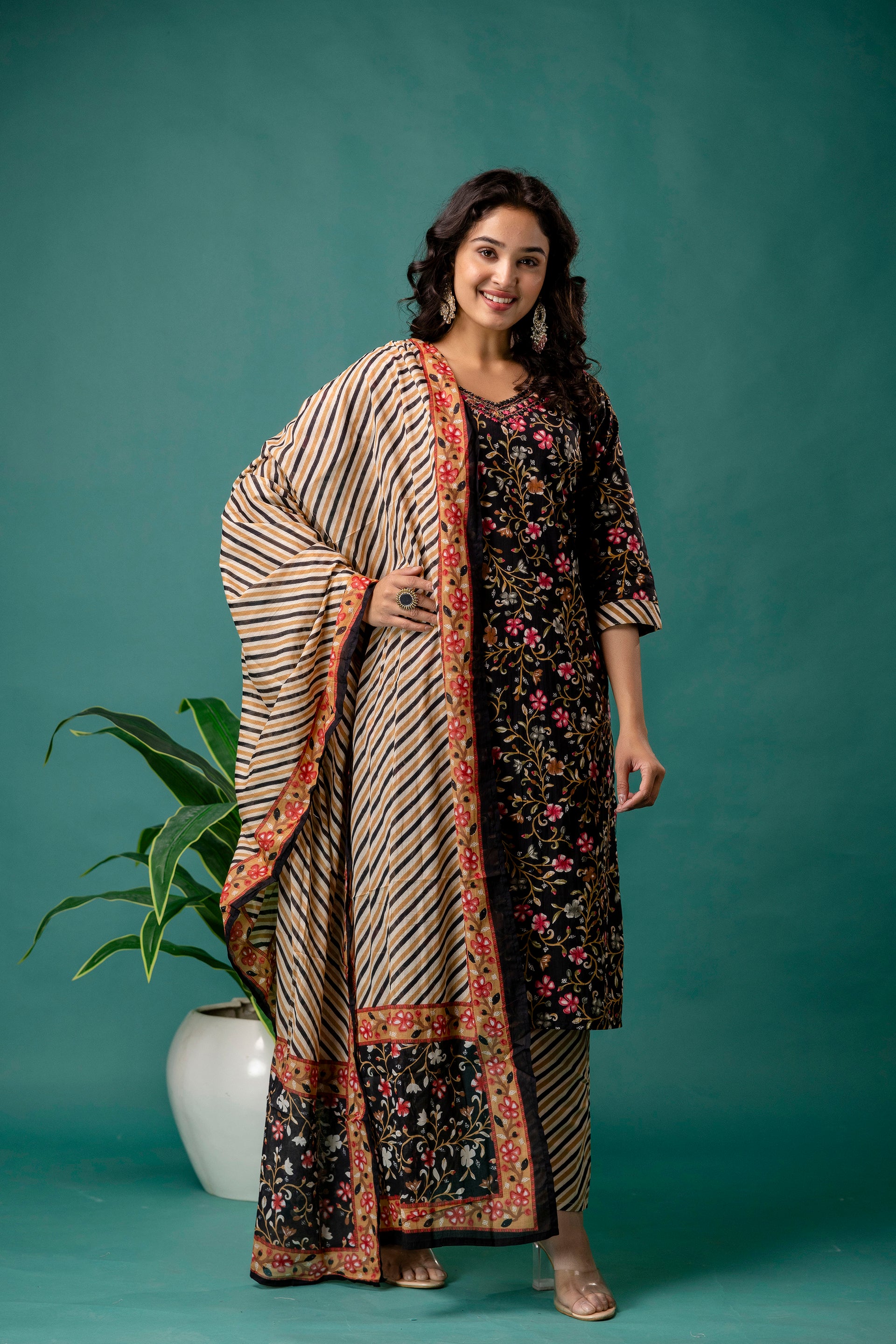 Resham Work Printed Kurti Set