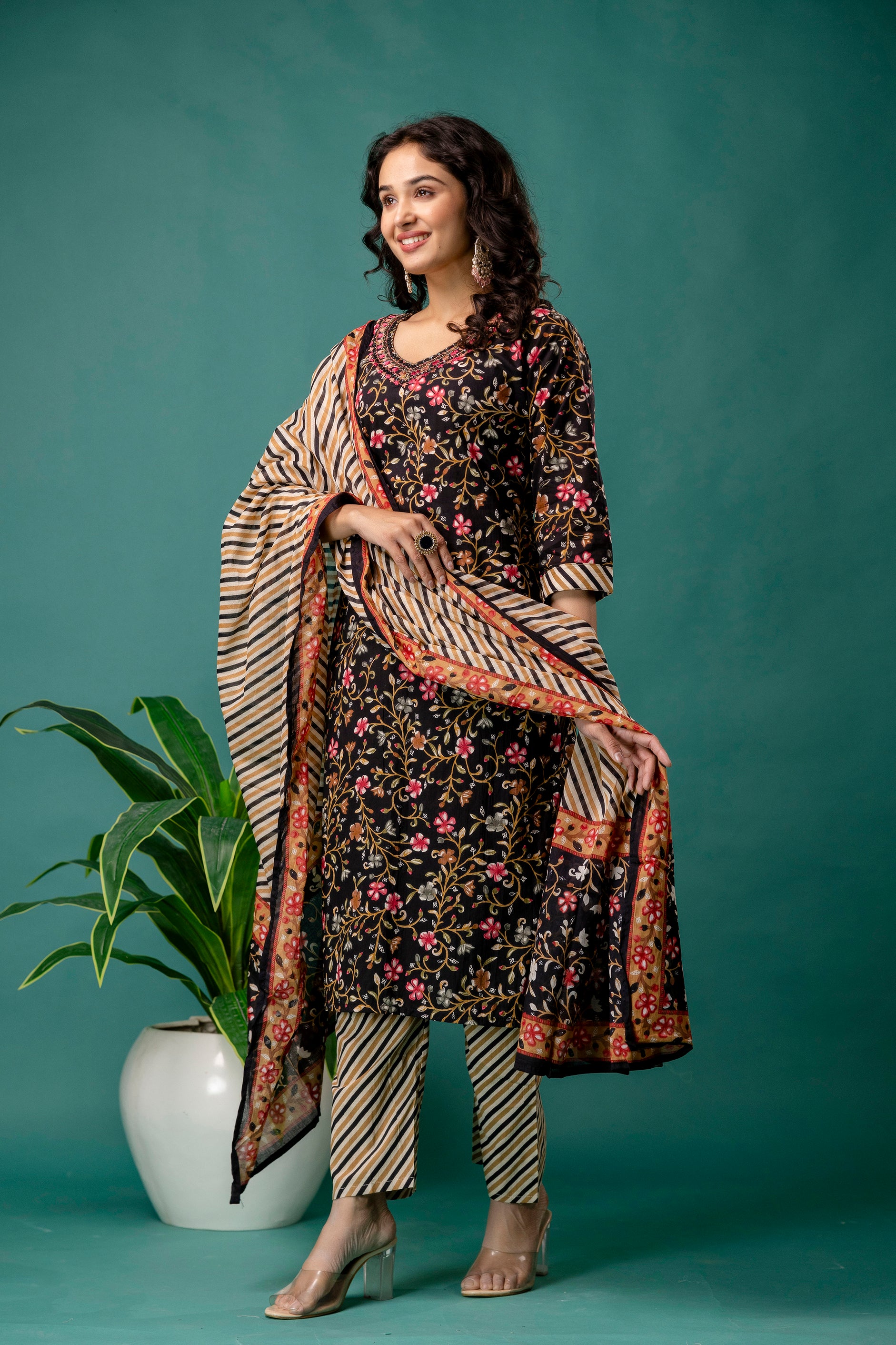 Resham Work Printed Kurti Set