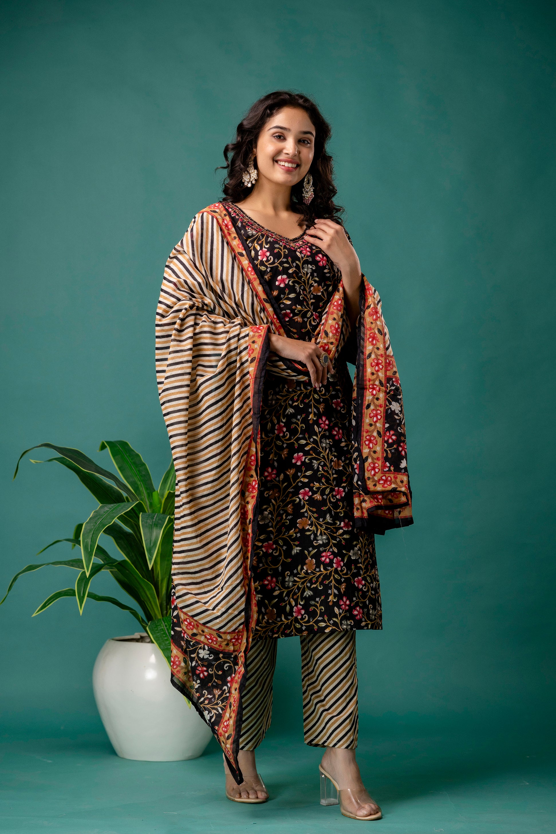Resham Work Printed Kurti Set