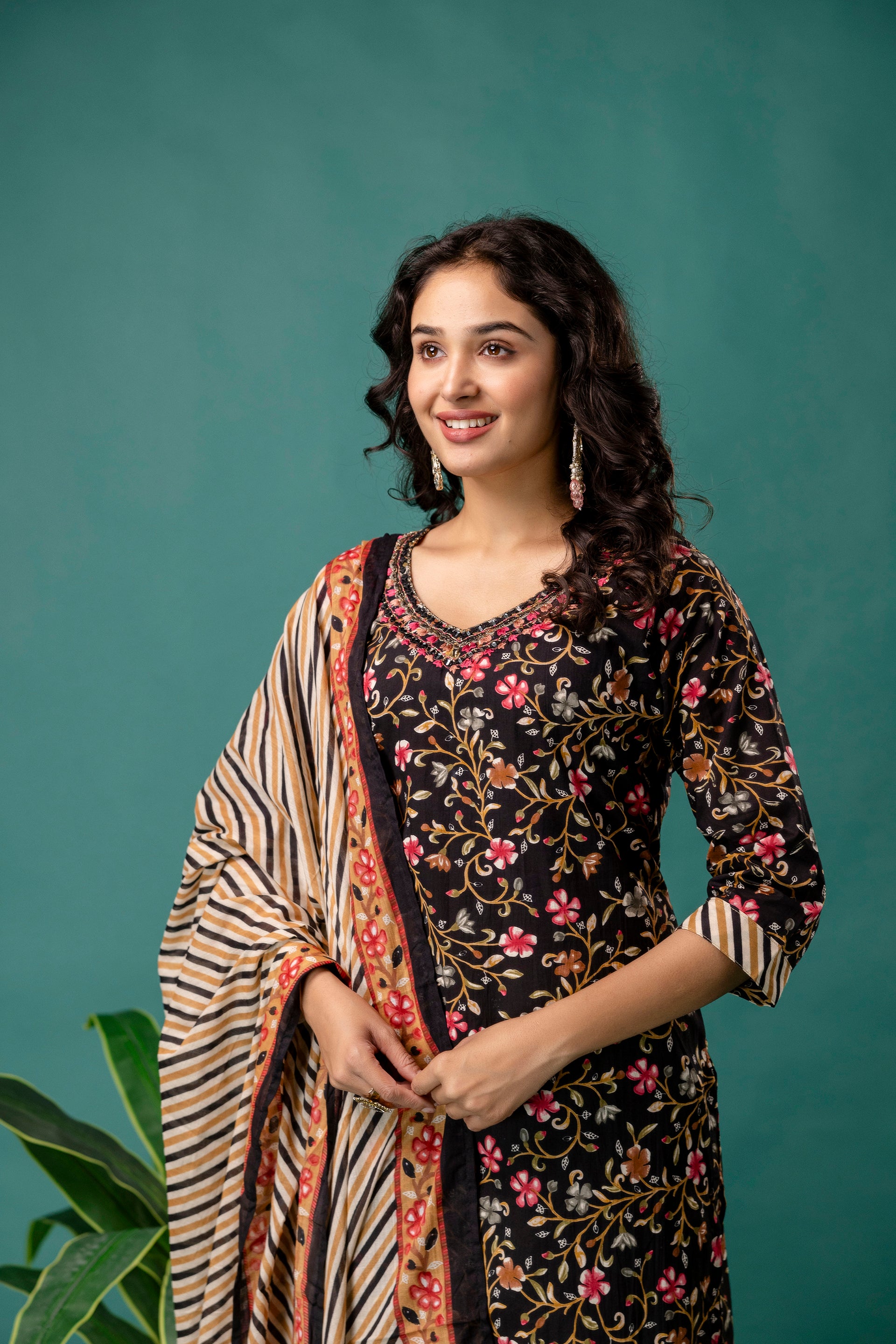 Resham Work Printed Kurti Set