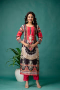 Mirror Work Printed Kurti Set