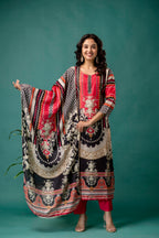 Mirror Work Printed Kurti Set