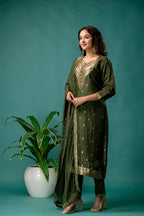 Banarasi Handworked V-Neck Kurti Set