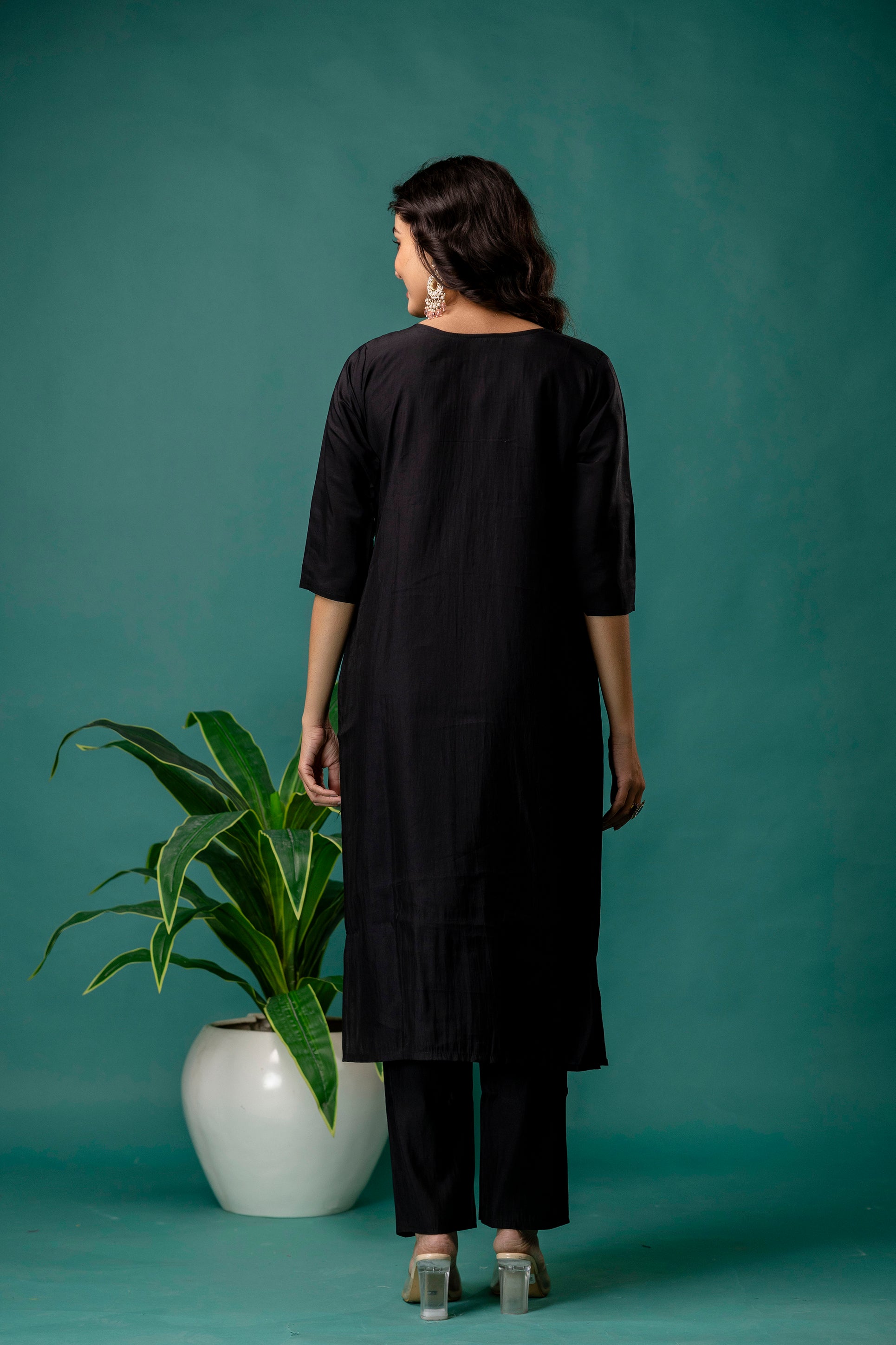 Organza Dupatta Kurti Set with Dori Work