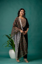 Organza Dupatta Kurti Set with Dori Work