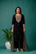 Organza Dupatta Kurti Set with Dori Work