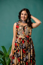 Printed Resham Kurti Set with Dupatta