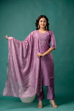 Silk Dupatta Embroidered Kurti Set