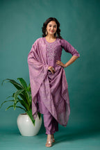 Silk Dupatta Embroidered Kurti Set