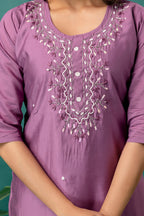 Silk Dupatta Embroidered Kurti Set