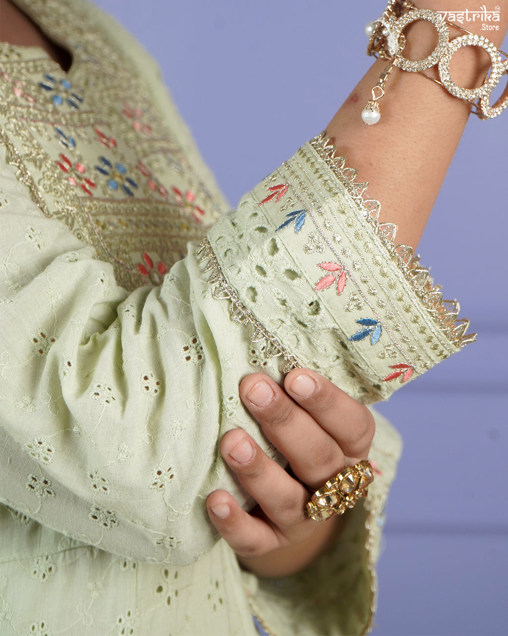 Chikankari Frock-Style Kurti Set