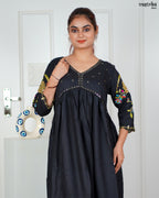 Black Aalia Resham Frock Set
