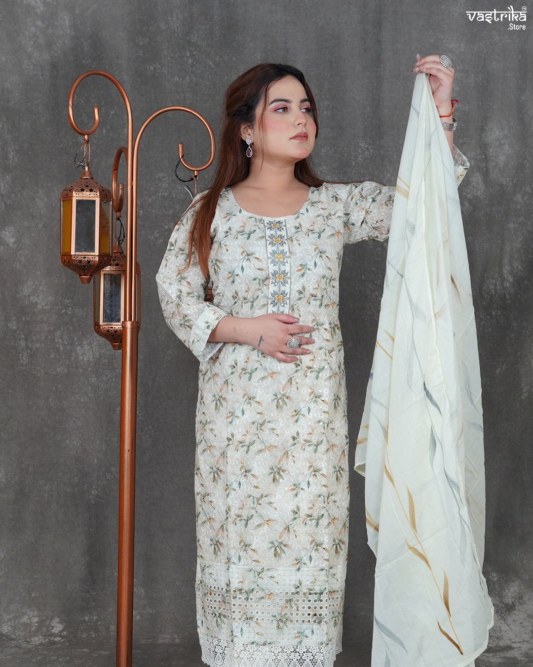 Cotton Kurti Set with Chikan Work