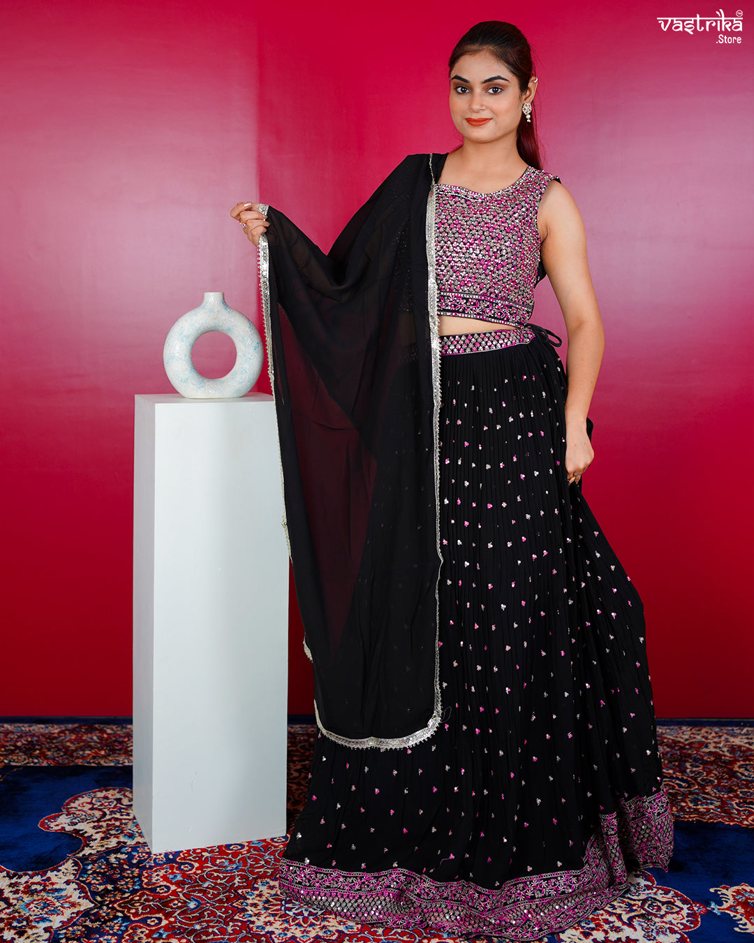 Black Georgette Co-ord Set