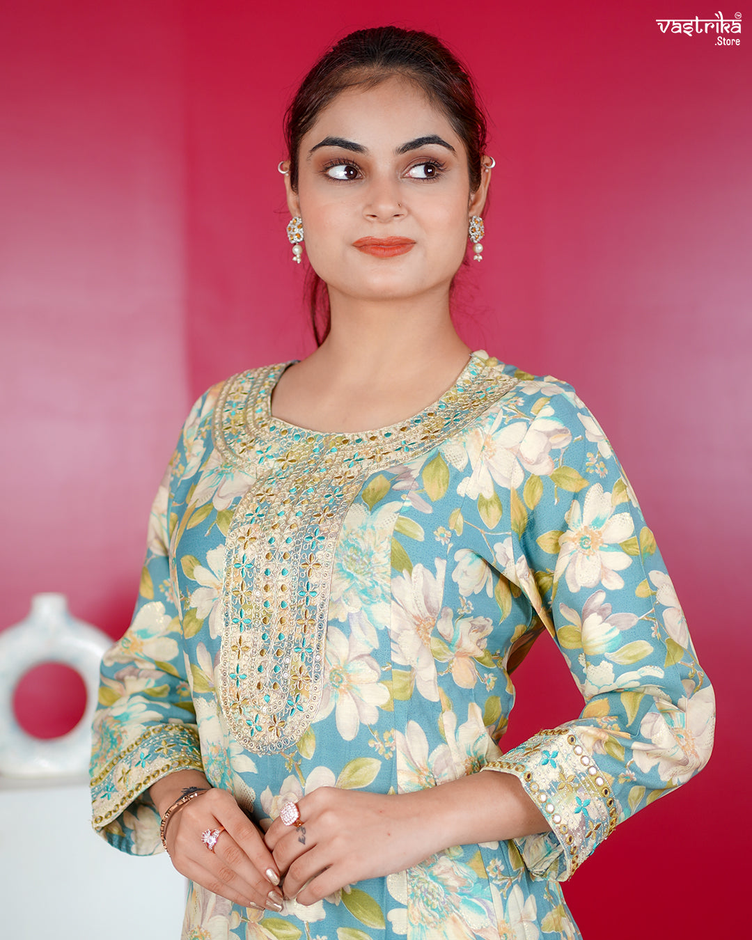 Firozi Maslin Frock Set