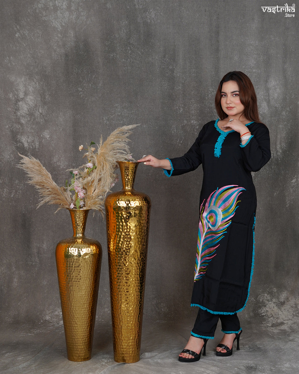 Roman Silk Kurti Set with Heavy Dupatta