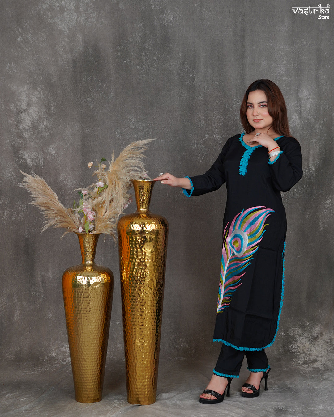 Roman Silk Kurti Set with Heavy Dupatta