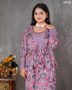 Purple Chinon Silk Layered Coord Set