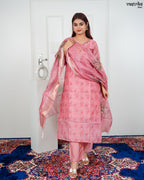Gajri Chanderi Silk Kurti Set