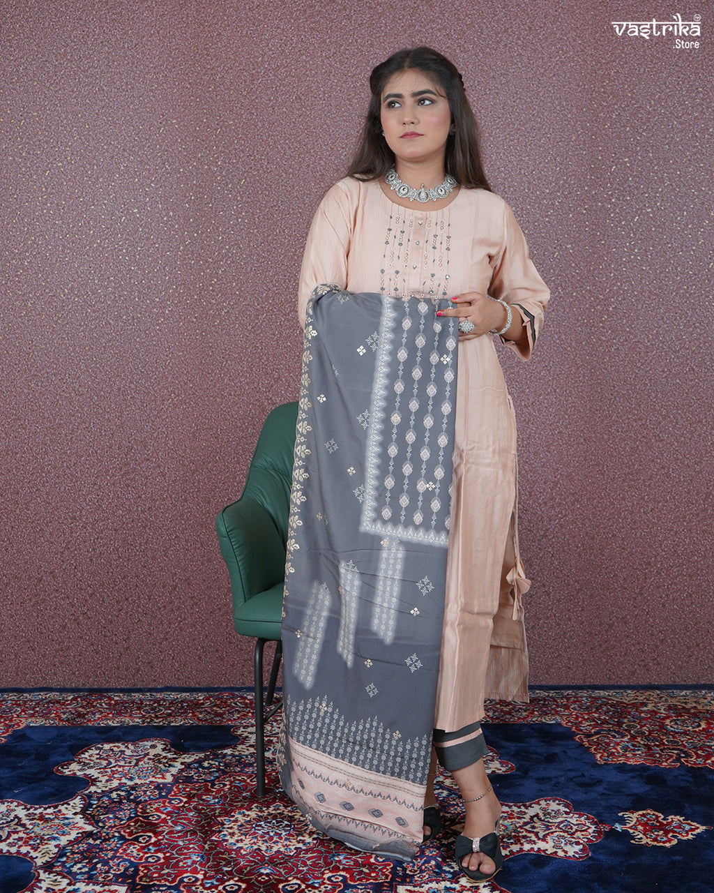 Hand-Embroidered Kurti Set
