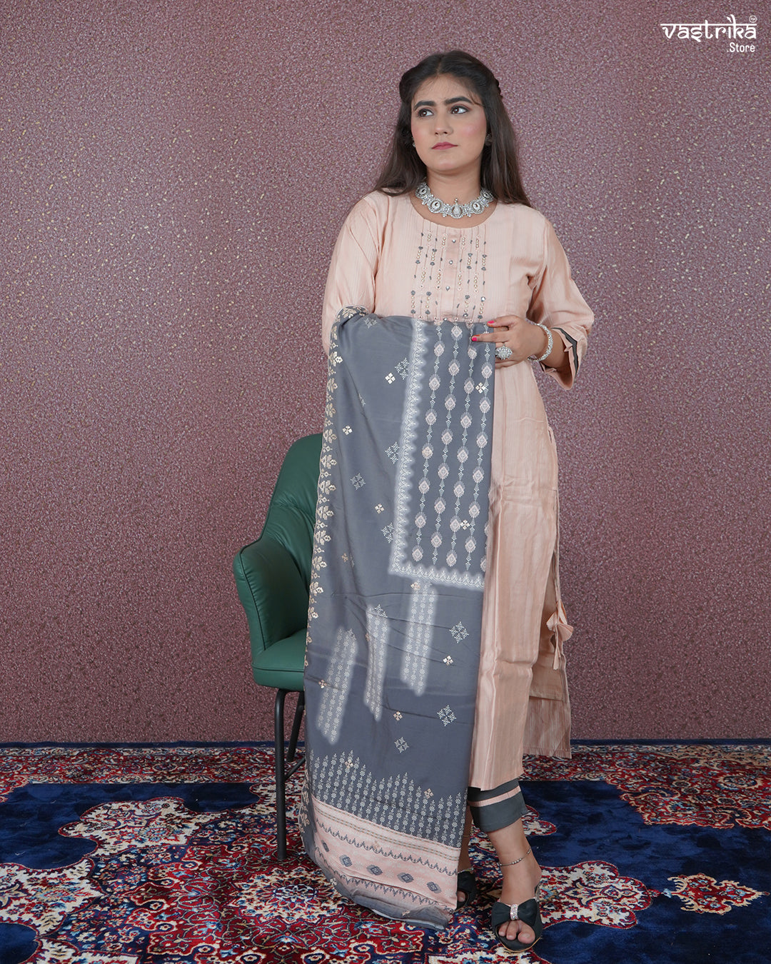 Hand-Embroidered Kurti Set