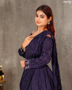Dark Purple Chiffon Skirt Saree Set