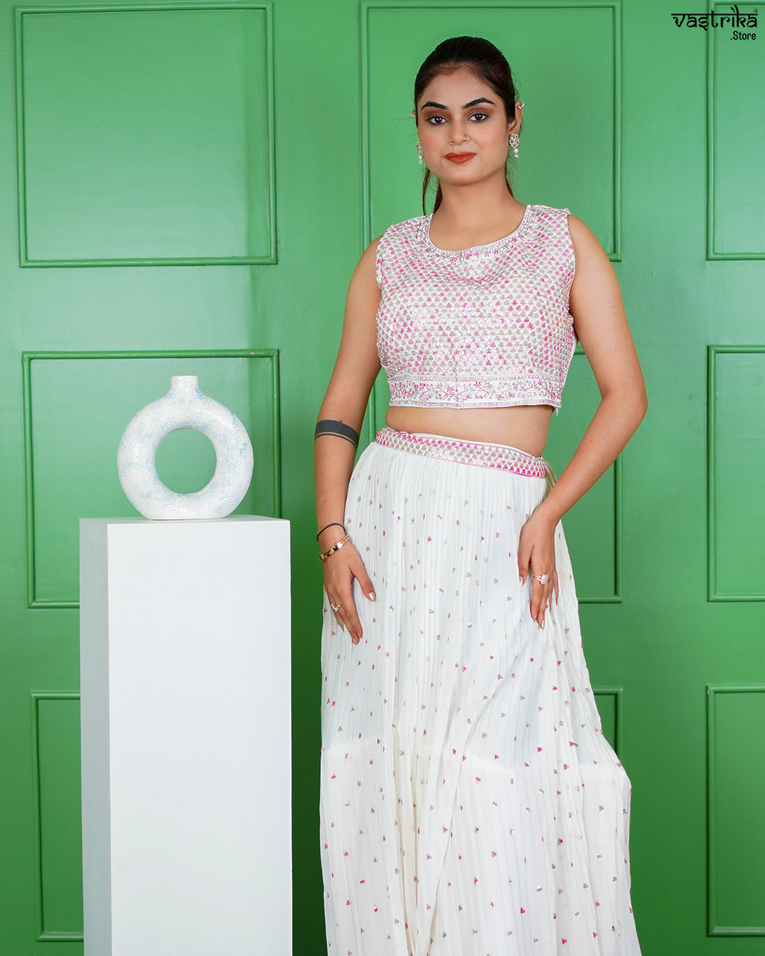 Off-White Georgette Co-ord Set