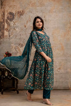Chiffon Printed Aalia Cut Frock with V-Neck