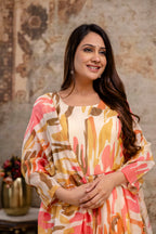 Printed Gown with Round Neck