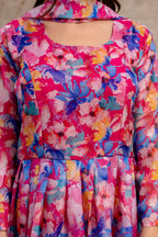 Printed Gown with Round Neck