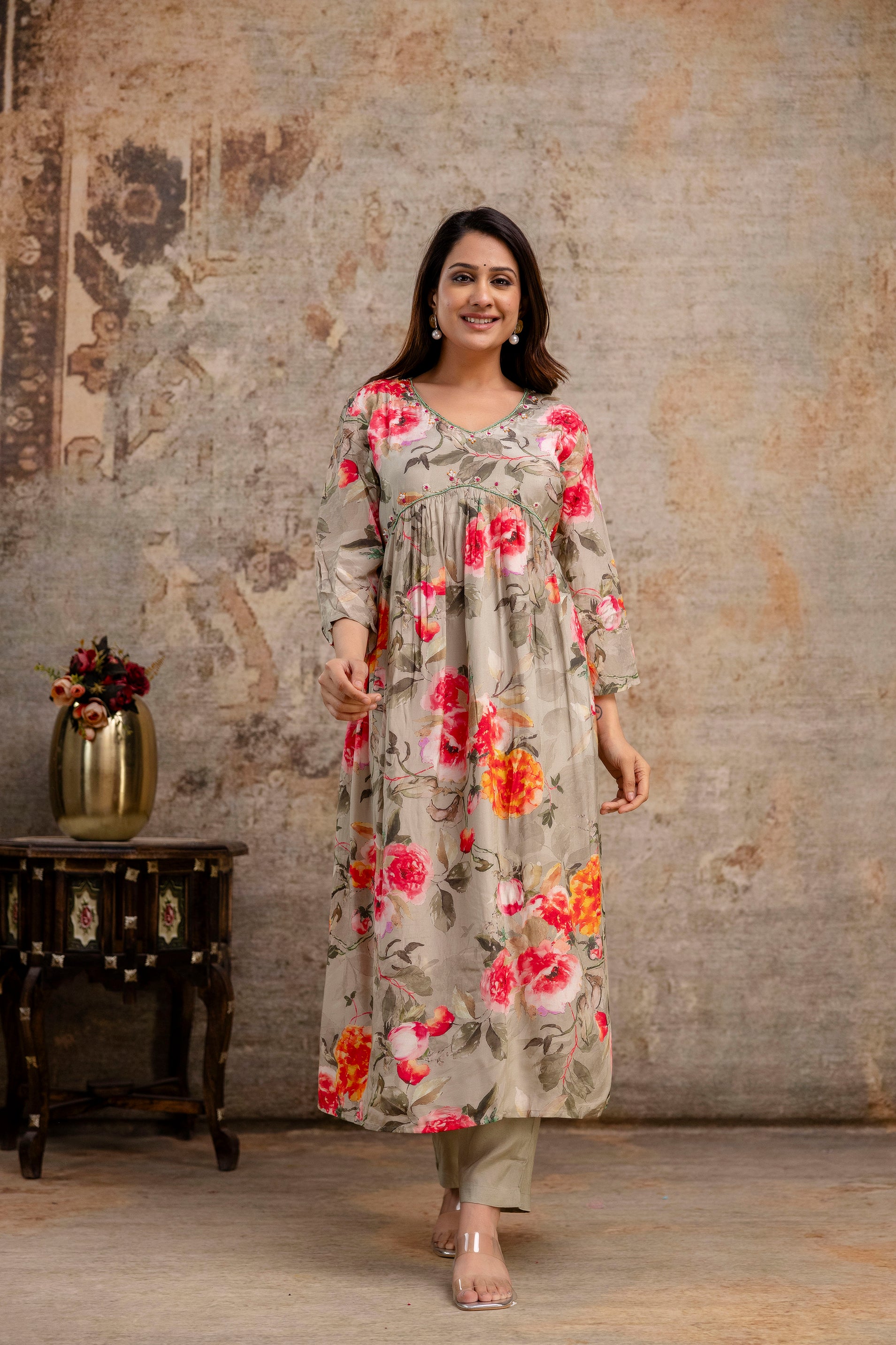 Printed Frock with Handwork
