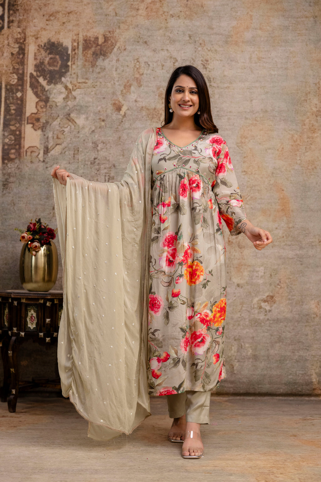 Printed Frock with Handwork