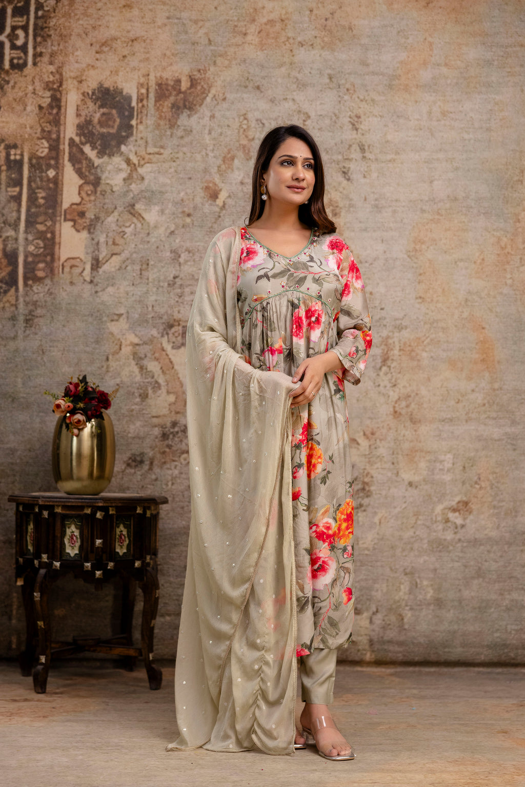 Printed Frock with Handwork