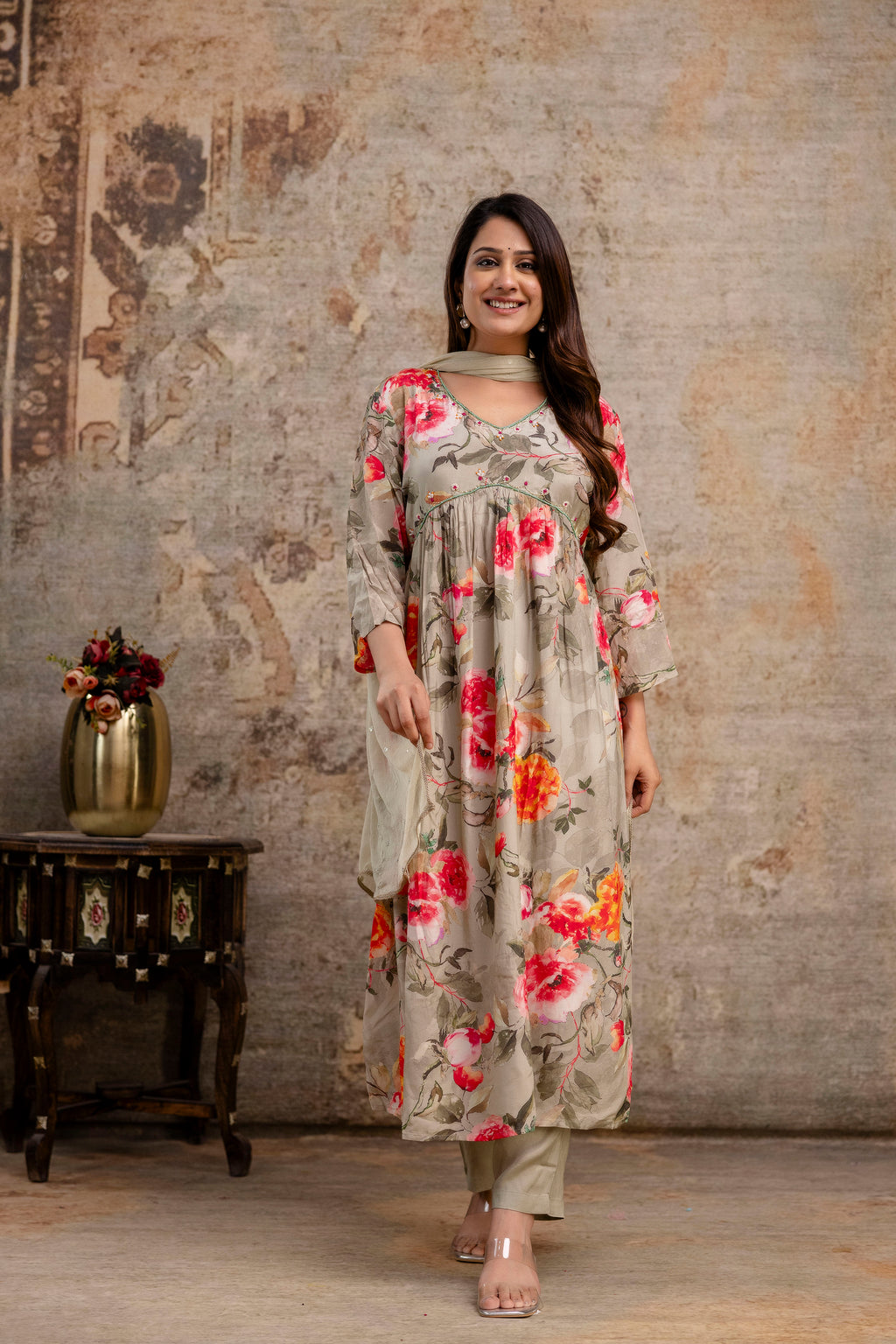 Printed Frock with Handwork