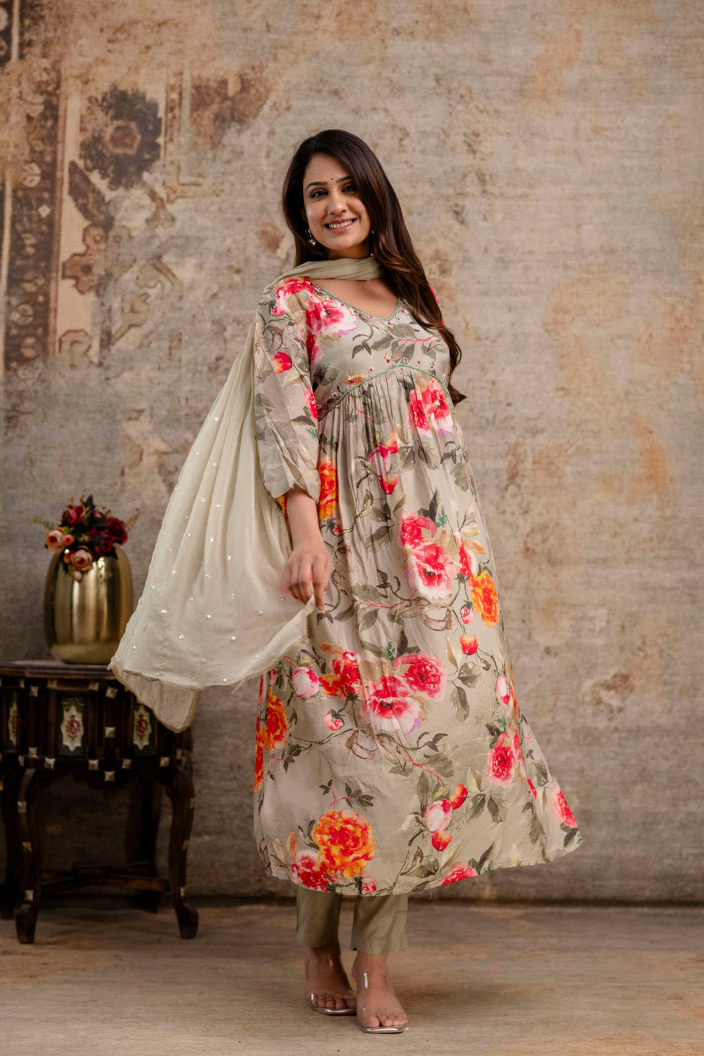 Printed Frock with Handwork