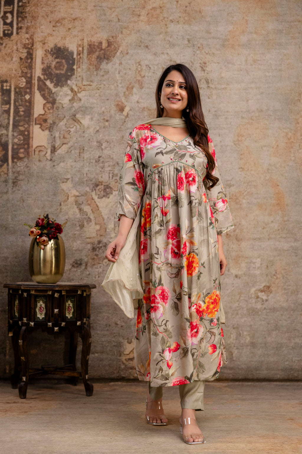 Printed Frock with Handwork