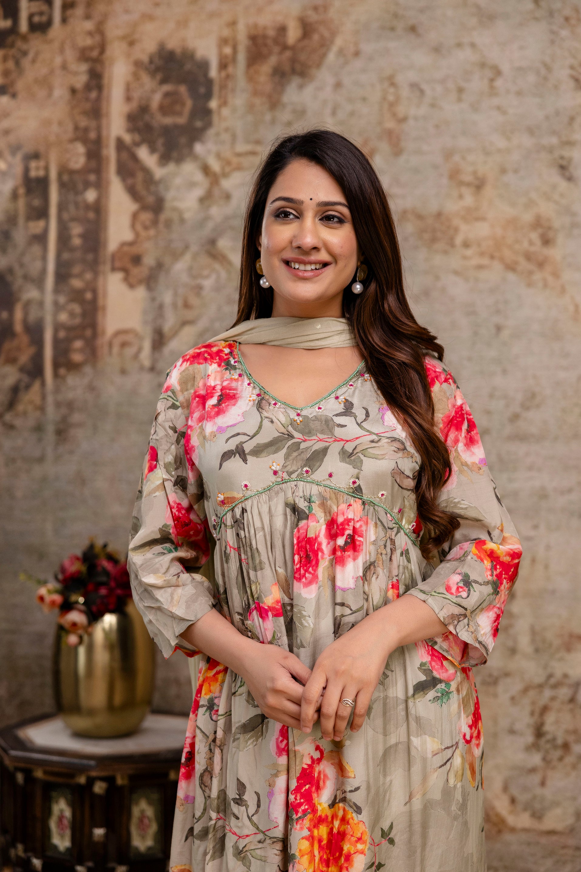 Printed Frock with Handwork