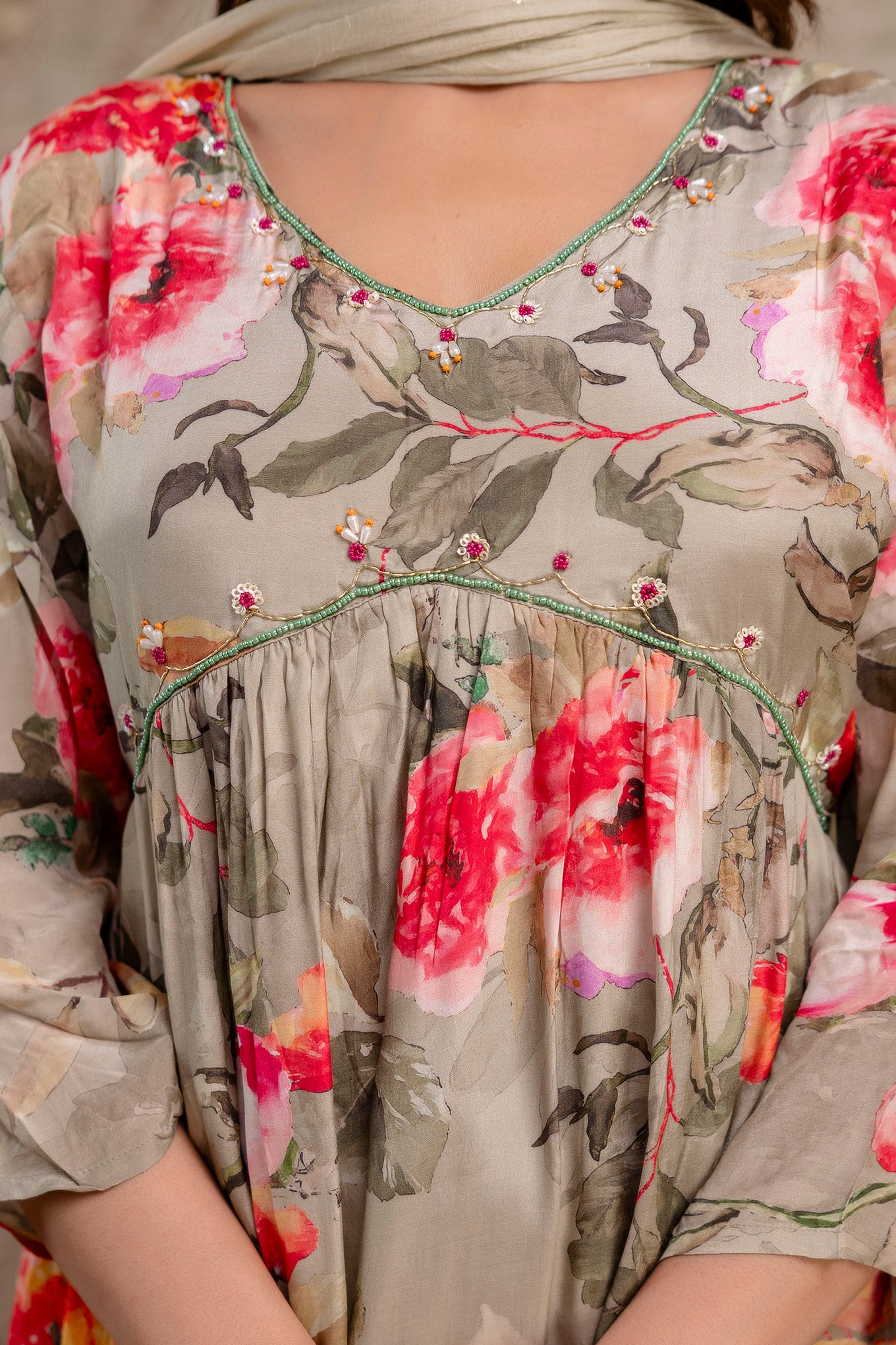 Printed Frock with Handwork