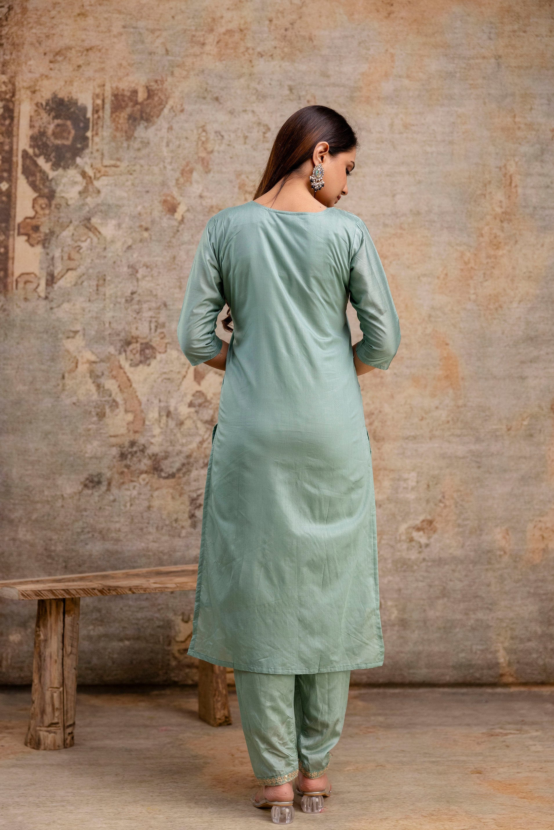 V-Neck Kurti with Codi Sequence