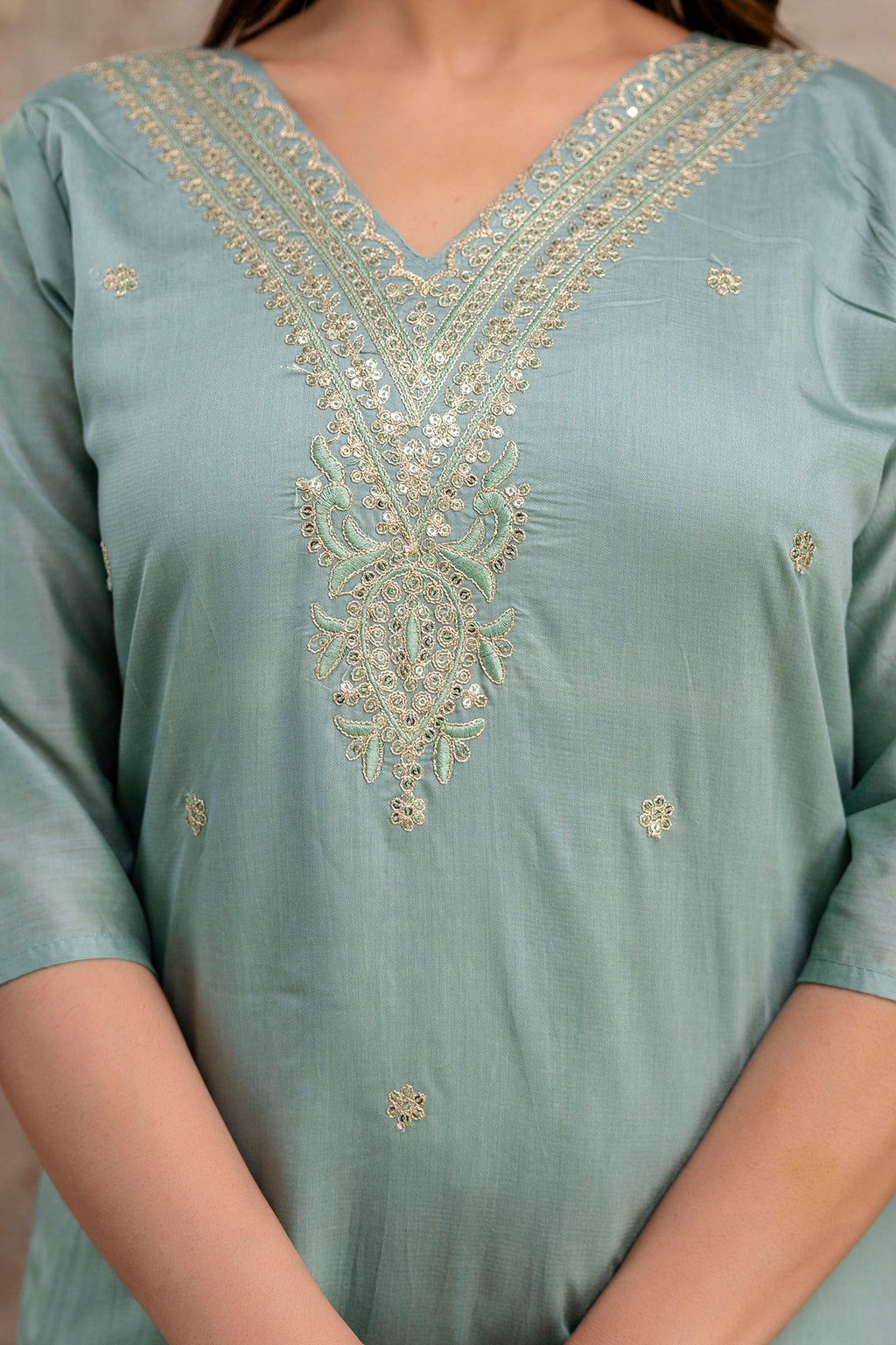 V-Neck Kurti with Codi Sequence