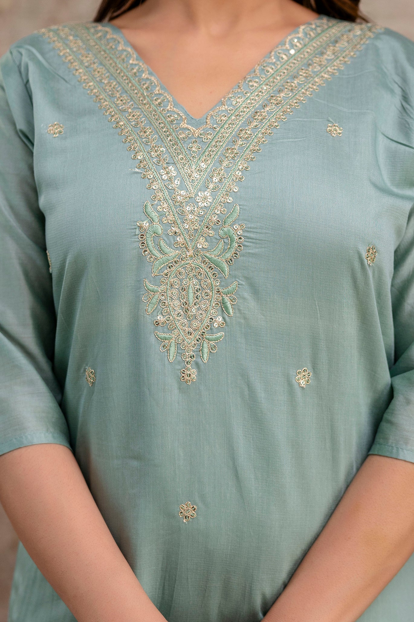 V-Neck Kurti with Codi Sequence