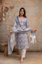 Resham Work V-Gala Kurti with Simple Bottom