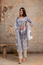 Resham Work V-Gala Kurti with Simple Bottom