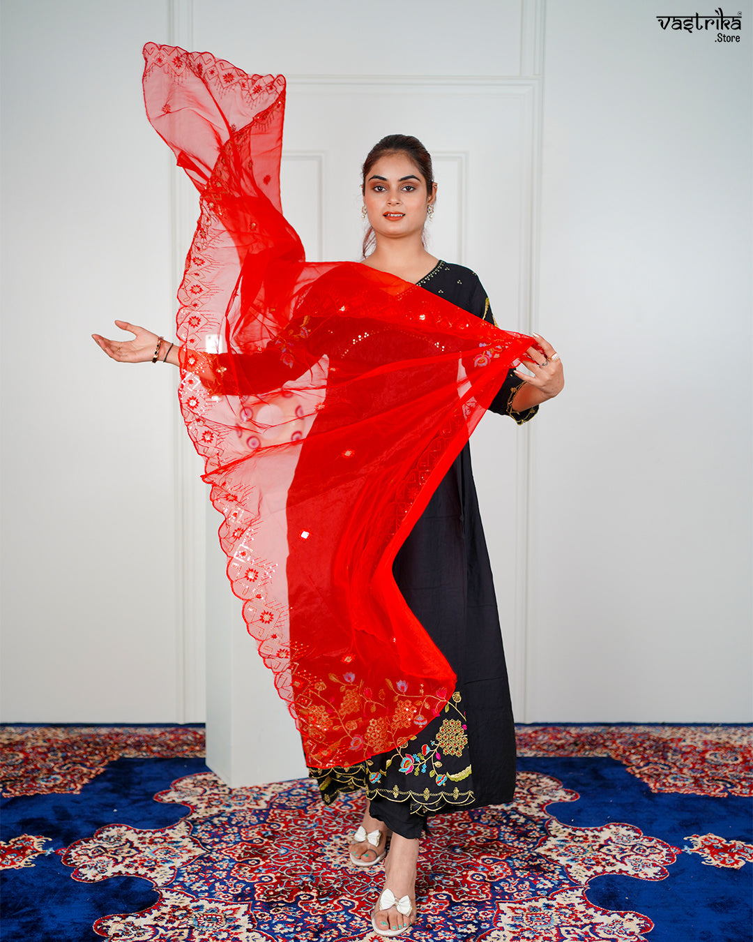 Black Aalia Resham Frock Set