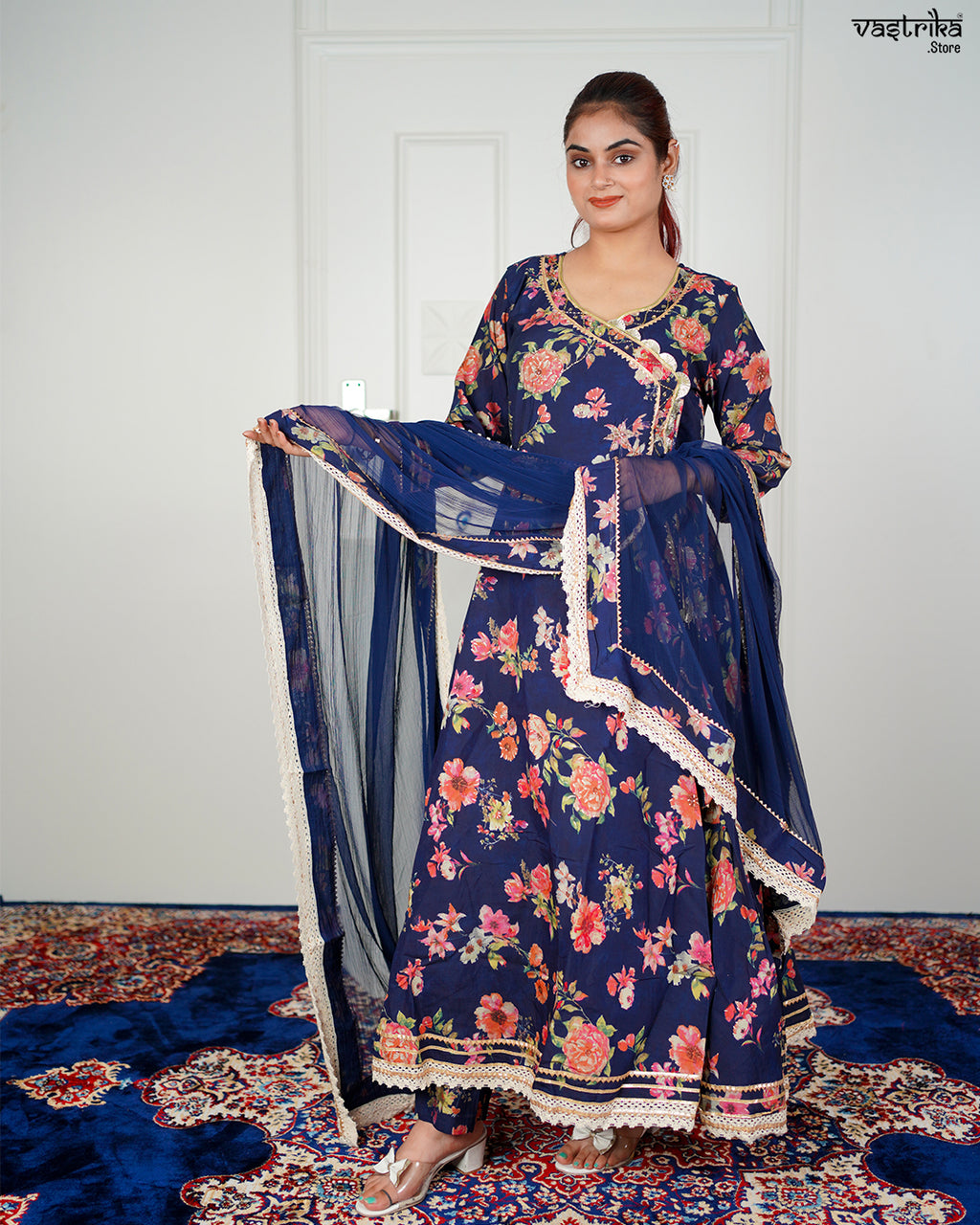 Navy Angrakha Frock Set