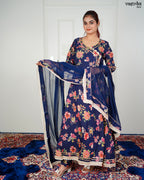 Navy Angrakha Frock Set