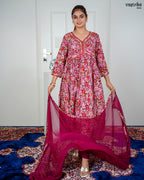 Wine Aalia Flare Frock Set